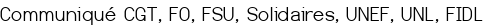 Communiqué CGT, FO, FSU, Solidaires, UNEF, UNL, FIDL